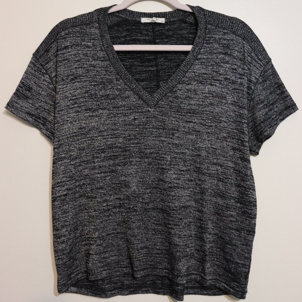 rag & bone knit v-neck short sleeve top gray size S